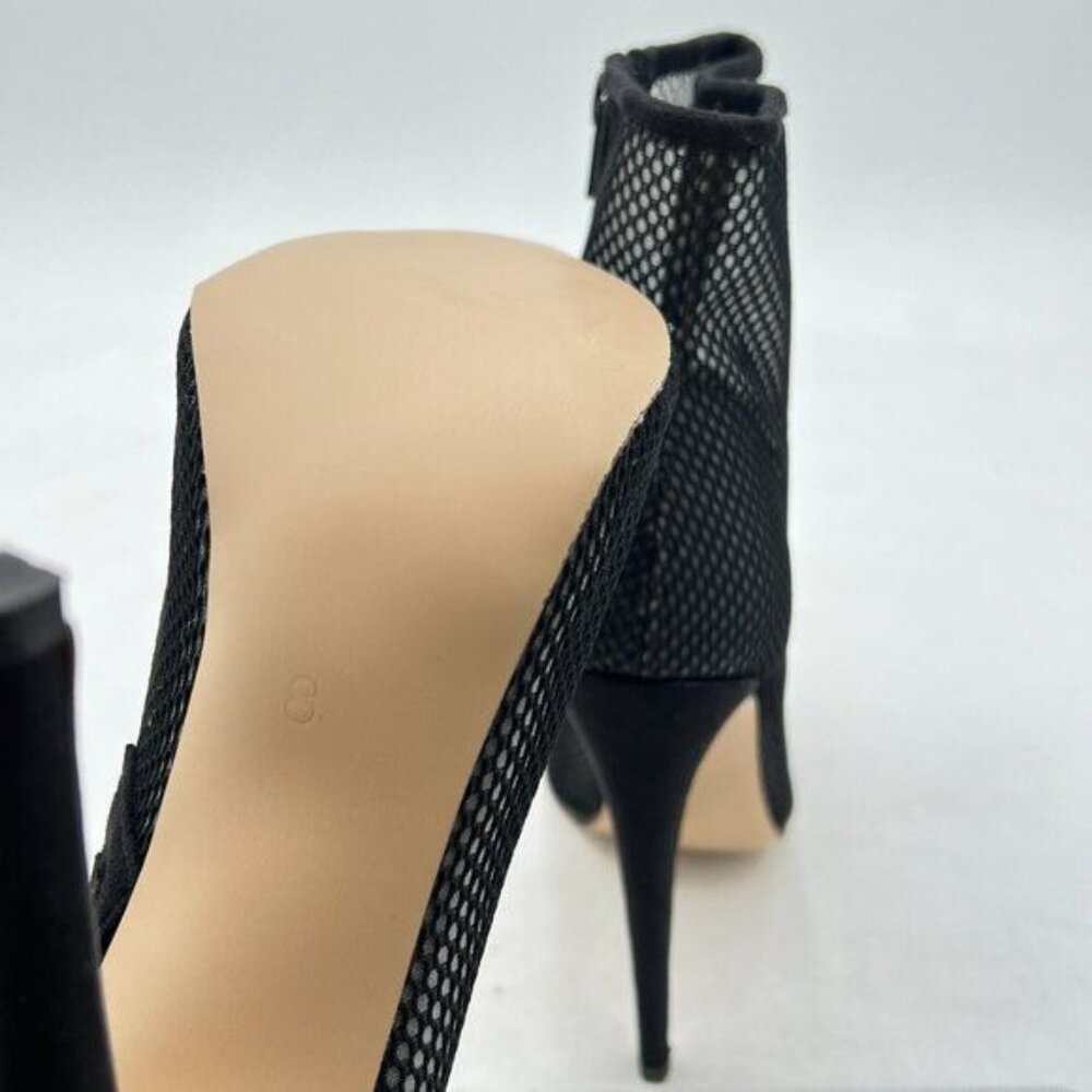 FSJ Black Mesh High Heel Ankle Boots Closed Pointed Toe Stilettos Shoes - Picture 6 of 8
